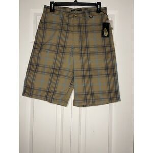 Vans Off The Wall Plaid Men's shorts size 28 brown with blue stripes nwt